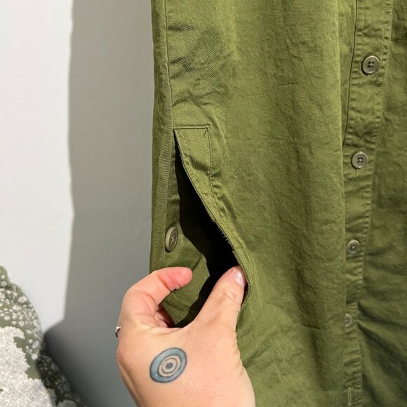 United By Blue Organic Cotton Green Button Down Collared Dress, Small - Picture 3 of 7
